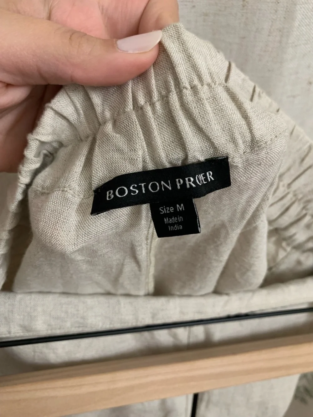 Boston Proper Malibu Embroidered Pull On Linen Blend Wide Leg Crop Cream Pant M - Picture 8 of 8